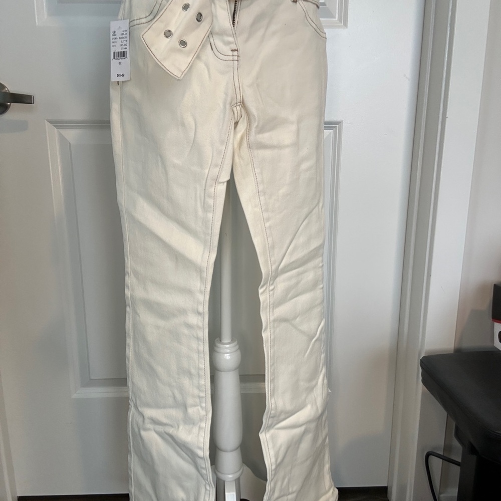 PacSun Cream Flare Wide Leg Jeans